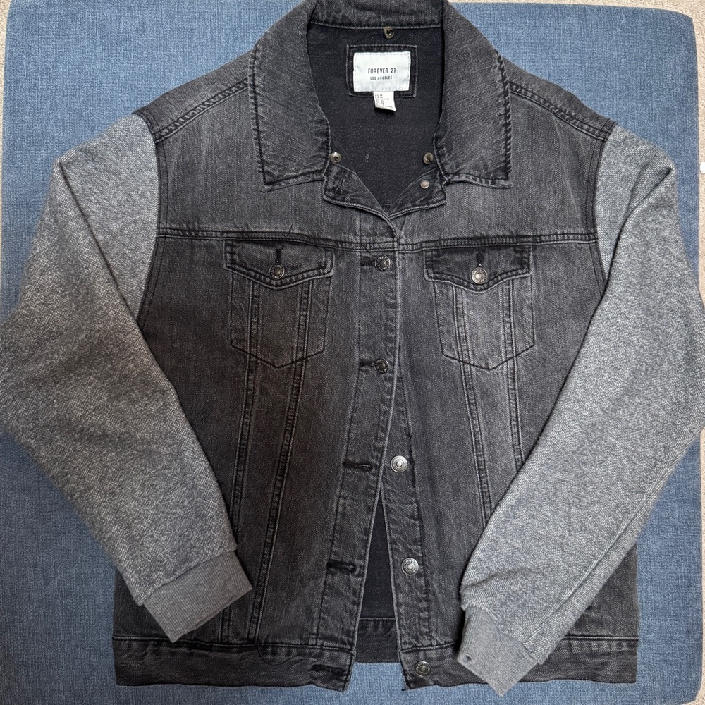 Forever 21 Black and Gray Denim Jacket